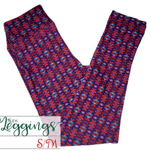 LuLaRoe Aztec Kid's Leggings S/M NEW Purple Blue Red Buttery Soft
